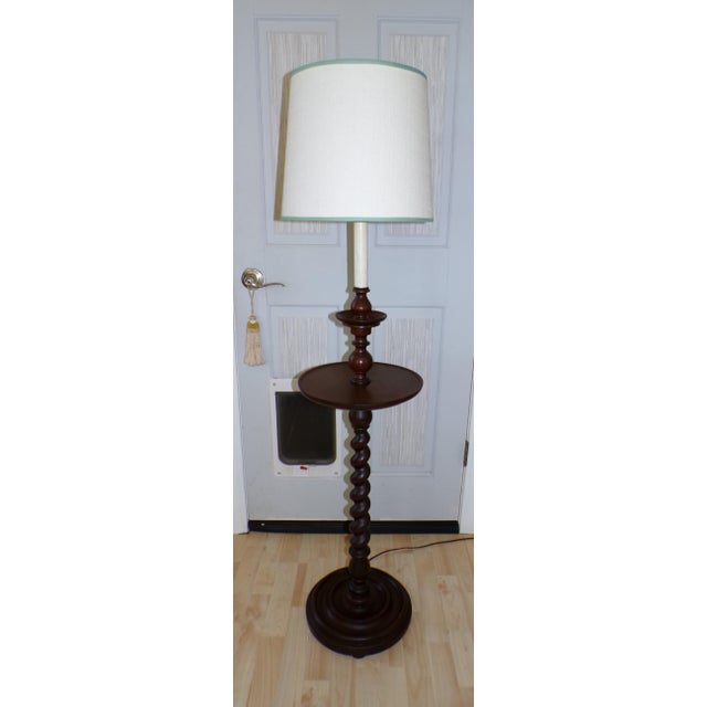 Vintage Solid Mahogany Barley Twist Floor Lamp Table For Sale - Image 14 of 16