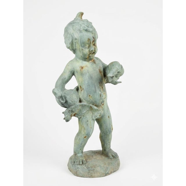Vintage Italian Bronze Putti Fountain With Geese For Sale - Image 4 of 8