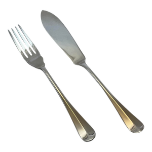 1980s Silver Plated 1 Pair Fish Eaters, Fish Fork & Fish Knife, Rattail