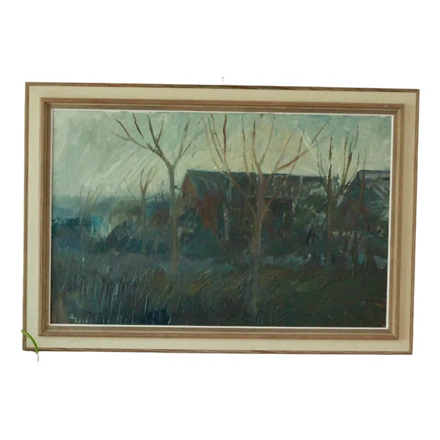 Hildegard Falk, Winter Landscape, 1960s, Oil on Canvas, Framed For Sale