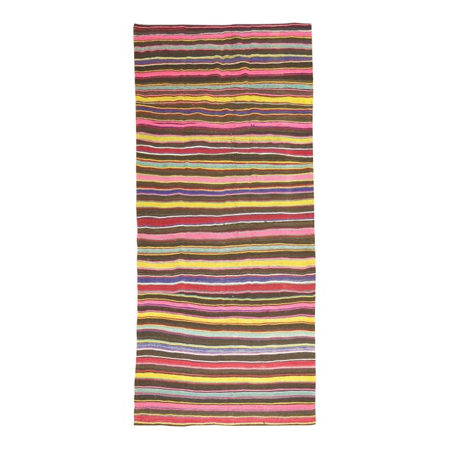 Vintage Turkish Kilim Gallery Runner For Sale