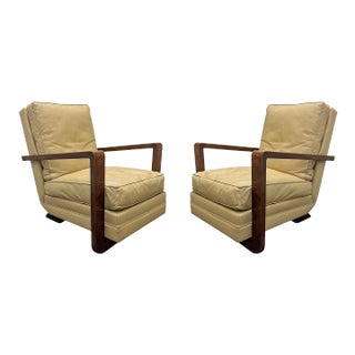 Pair of French Art Deco Club Chairs For Sale