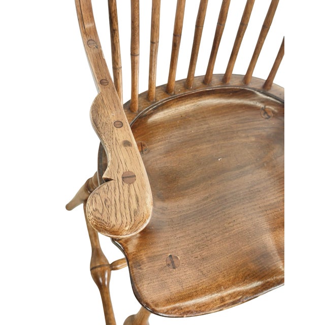 Antique Continuous-Arm Windsor Spindle-Back Wooden Armchair For Sale - Image 17 of 18