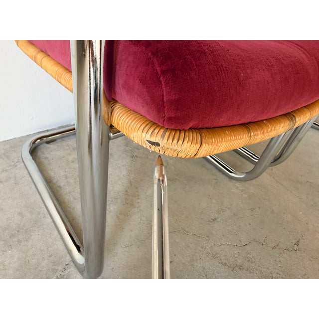 Mid Century Modern Harvey Probber Style Chrome & Cane Cantilever Arm Chairs - A Pair For Sale - Image 16 of 18