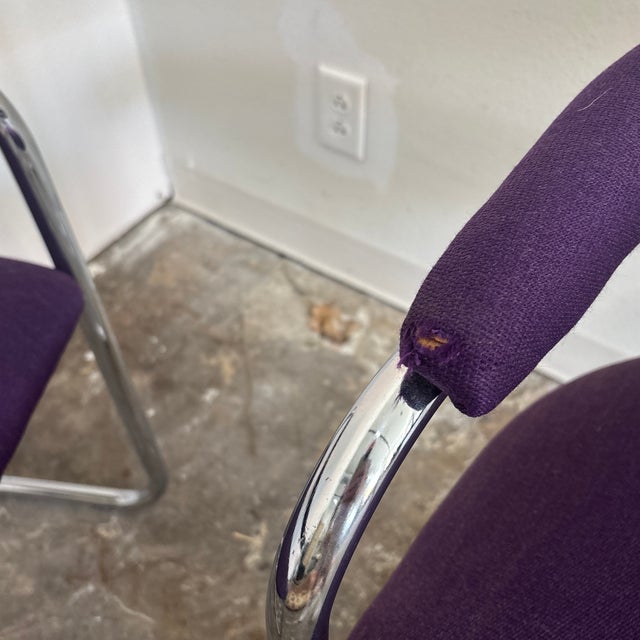 1970s Pair of Mid-Century Modern Thonet Chrome Bent Tube Chairs For Sale - Image 5 of 7