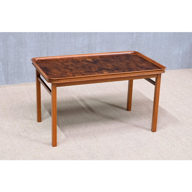 Mid-Century Modern Walnut Burl and Mahogany Table by Carl-Axel Acking, Sweden, 1930s For Sale - Image 3 of 13