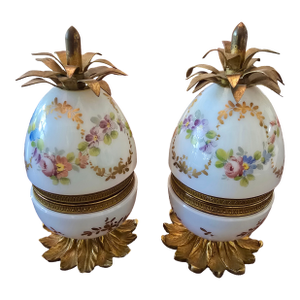 Vintage Mid Century Baccarat Style Pr Opaline Jewel Boxes