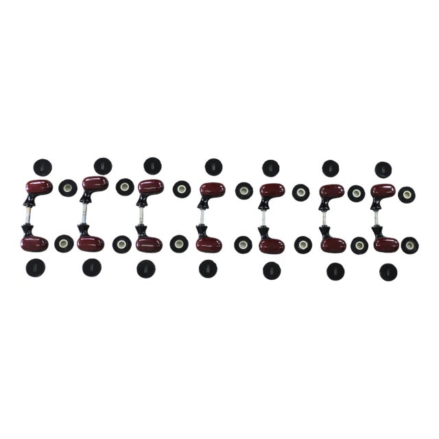 Handles in Black and Red Abs by Luigi Caccia Dominioni for Olivari, 1975, Set of 7 For Sale