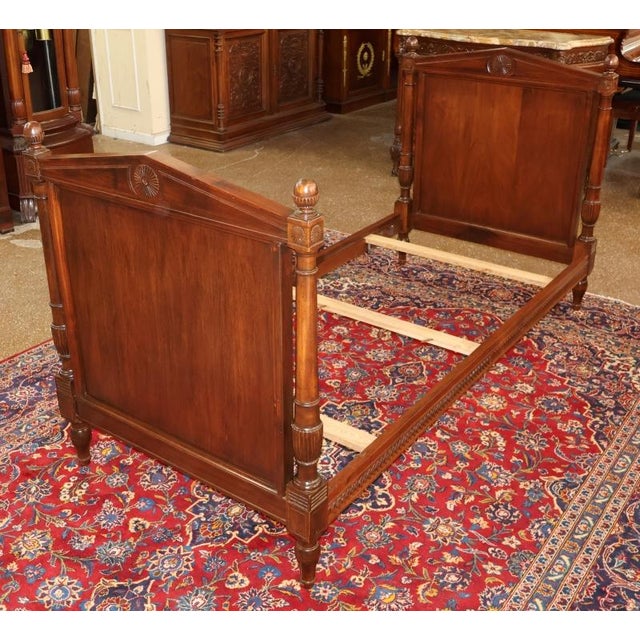Traditional Vintage Walnut French Empire Style Narrow Twin Bed For Sale - Image 3 of 10
