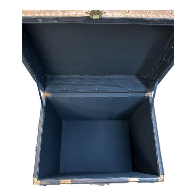 Vintage Campaign Luggage Trunk Leather Side Table For Sale - Image 15 of 18