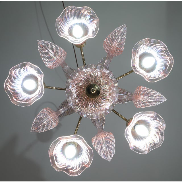 Liz Taylor, Iridiscent Pink Murano Glass Chandelier, 1980s For Sale - Image 9 of 18