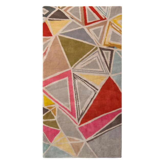 Textile Rug & Kilim’s Mid-Century Modern Geometric Gray Red Wool Custom Runner For Sale - Image 7 of 7