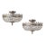 1960s Spanish French Empire Nickel Plated Brass Crystal Basket Semi Flush Mounts - A Pair For Sale