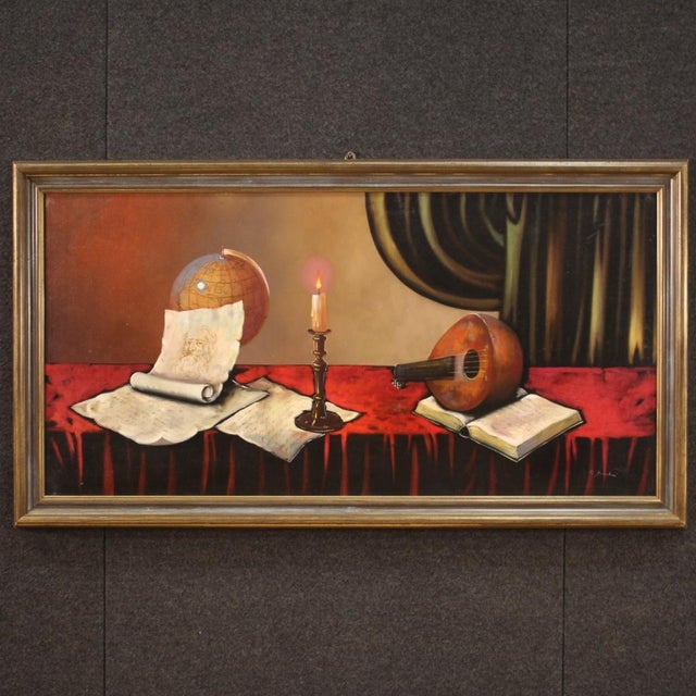 Still Life with Musical Instruments, 1980, Mixed Media on Canvas, Framed For Sale - Image 16 of 16