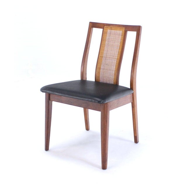Brown Set 4 Danish Mid-Century Modern Oiled Walnut Cane Back Side Dining Chairs MINT! For Sale - Image 8 of 9