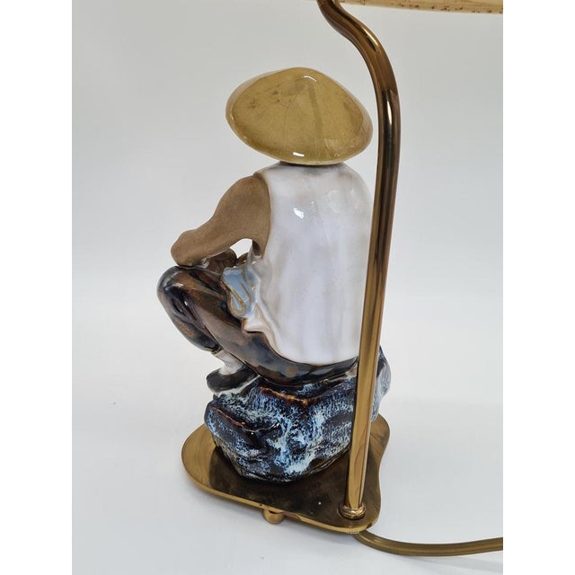 Ceramic Table Lamp with Fisherman Figurine, 1960s-1970s For Sale - Image 10 of 16