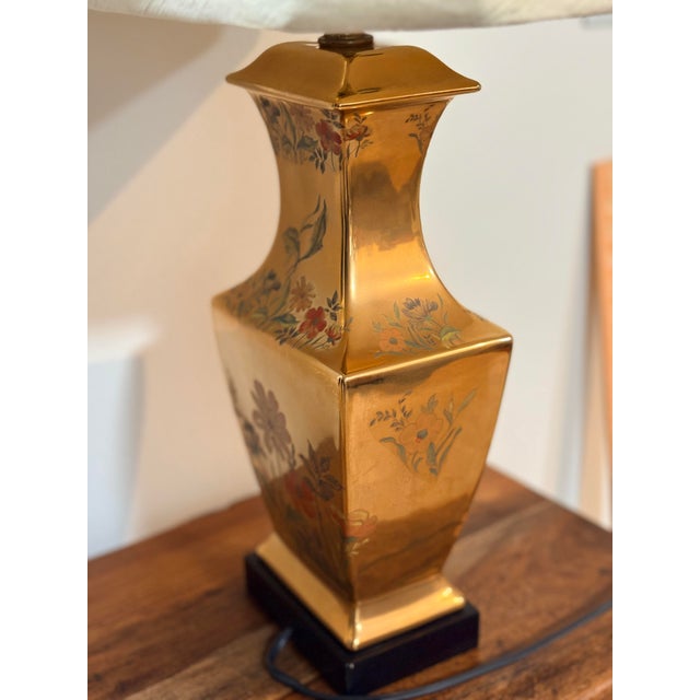 Vintage Morris Greenspan Chinoiserie Gold Lamp For Sale - Image 11 of 16