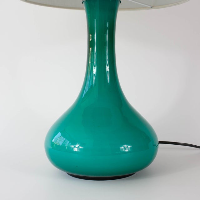 Vintage Portuguese Turquoise Opaline Glass Table Lamp, 1960s For Sale - Image 10 of 14
