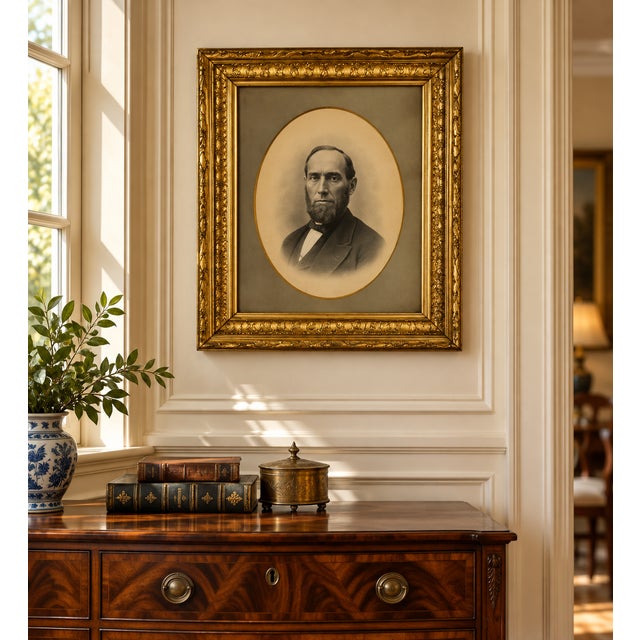 This striking Civil War–era portrait captures the dignified presence of a 19th-century gentleman, rendered in the classic...