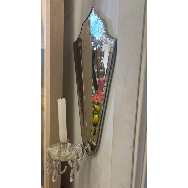 Pair of Venetian Style Mirrored Wall Sconces For Sale In West Palm - Image 6 of 9