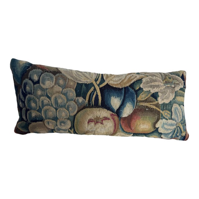 16th Century Antique Brussels Fruit Tapestry Pillow For Sale