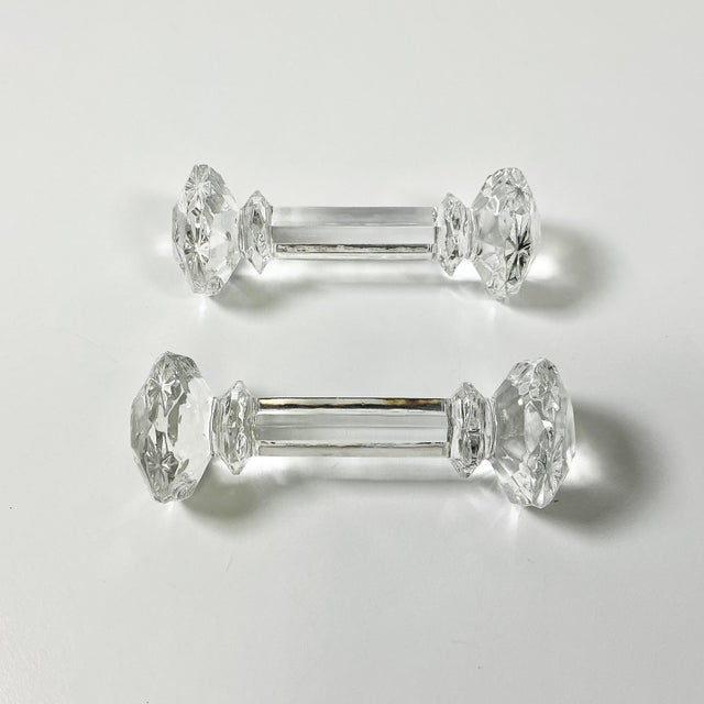 Transparent 1980s Vintage Hollywood Regency Chippendale English Crystal Knife Rests After Ralph Lauren - Set of 6 For Sale - Image 8 of 9