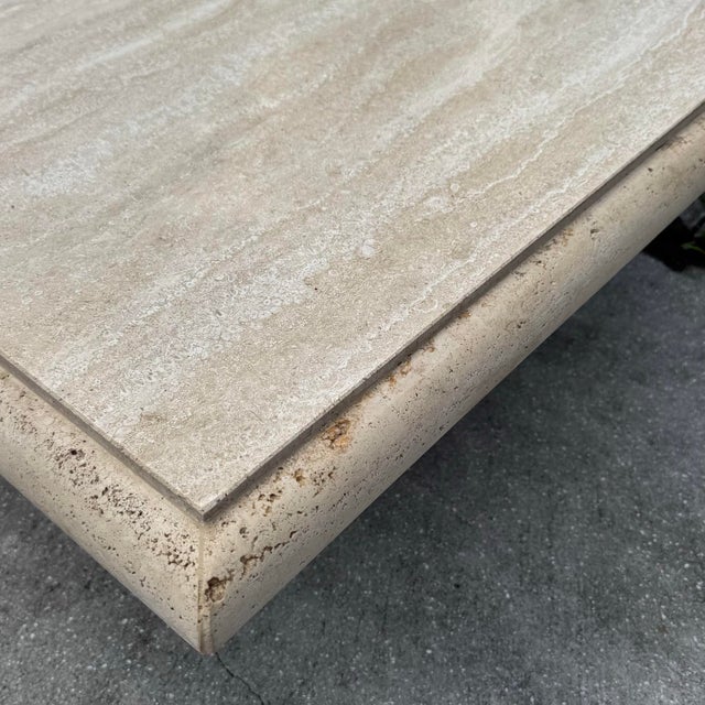 Vintage Italian Travertine Coffee Table by Stone International For Sale - Image 9 of 12