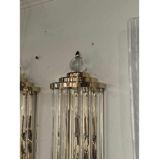 Early 21st Century Pair of Murano Glass and Brass Barber Sconces For Sale - Image 5 of 7