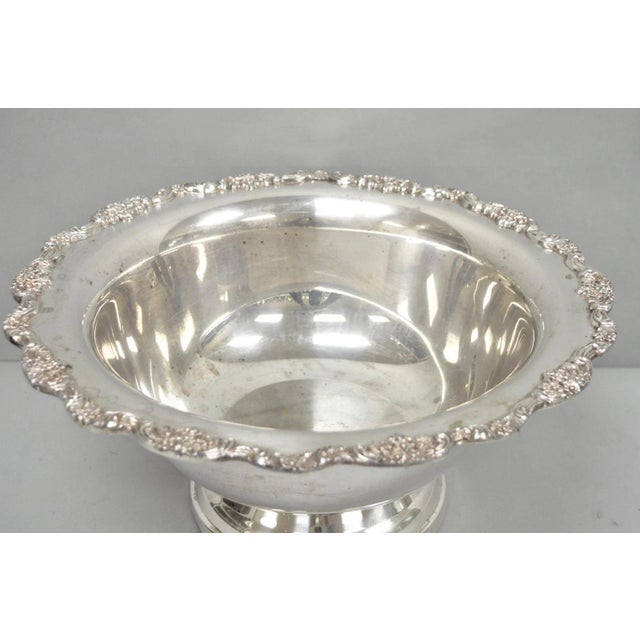 Victorian Mid 20th Century Towle Victorian Silver Plated Floral Punchbowl Champagne Chiller Ice Bucket For Sale - Image 3 of 16