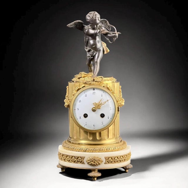 Louis XVI French Gilt Bronze Mantel Clock with Cupid For Sale - Image 16 of 16