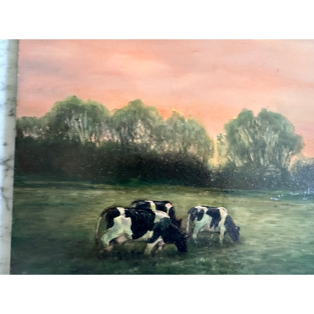 Gustafsen, Pastoral Landscape with Grazing Cows at Dusk, 2002, Oil Painting For Sale - Image 6 of 15