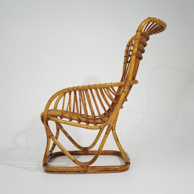 Rattan and Woven Cane Armchair, 1960s For Sale - Image 4 of 15