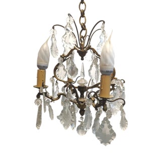 Gilt and Crystal Chandelier For Sale