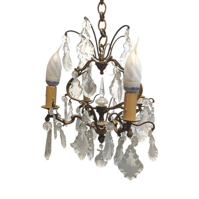 Gilt and Crystal Chandelier For Sale