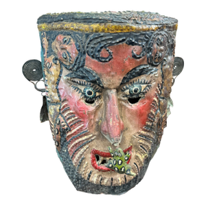 Antique Mexican Guerrro Folk Art Mask Helmet Style