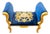 Vintage Mini Velvet Royal blue Stool For Sale