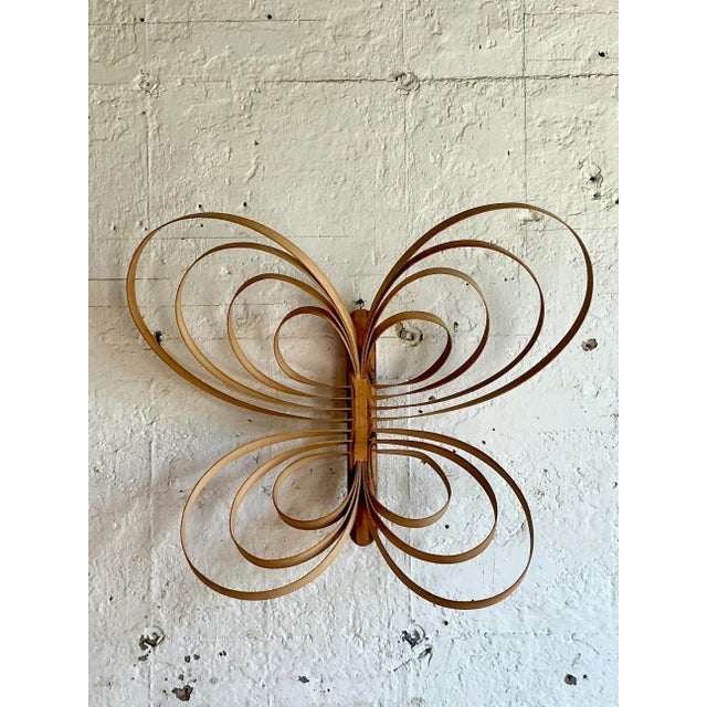 Celebrate the beauty of nature and minimalist design with this monumental vintage butterfly wall sculpture. Masterfully...