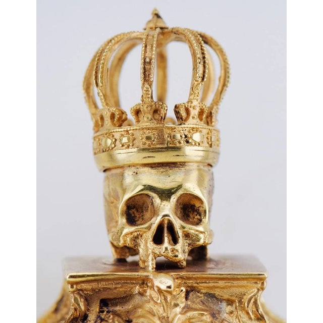 Early 19th Century Antique Museum French Memento Mori Skull Skeleton Verge Fusee Desk Clock C1819 For Sale - Image 5 of 15