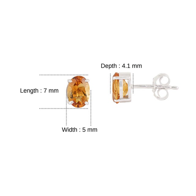 Classic Four Prong 1.49 TCW Oval Citrine Solitaire Stud Earrings in Sterling Silver - A Pair For Sale - Image 11 of 13