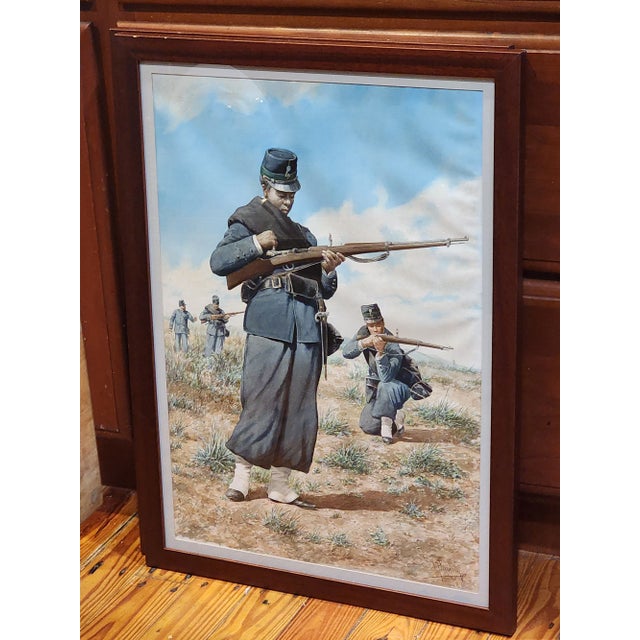 Realism Juan Sannuy (1850-1905) Listed Artist 1898 Watercolor Soldiers in Field For Sale - Image 3 of 12