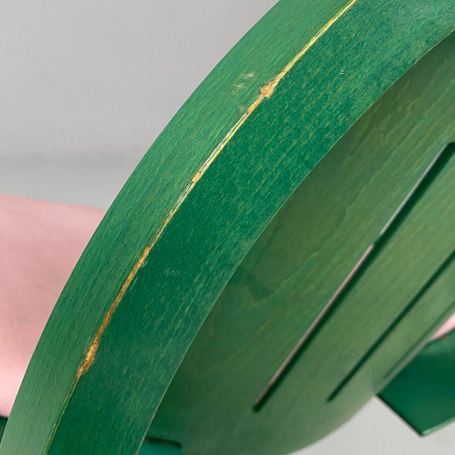 French Modern Argos Armchair in Pink Leather and Green Wood by Baumann, 1970s For Sale - Image 12 of 18