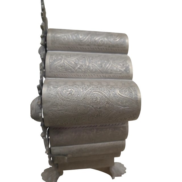 1960s Fred Zimbalist Musical Jewelry Cabinet — Hand-Engraved Nickel Silver, Plays Beautifully For Sale - Image 6 of 12