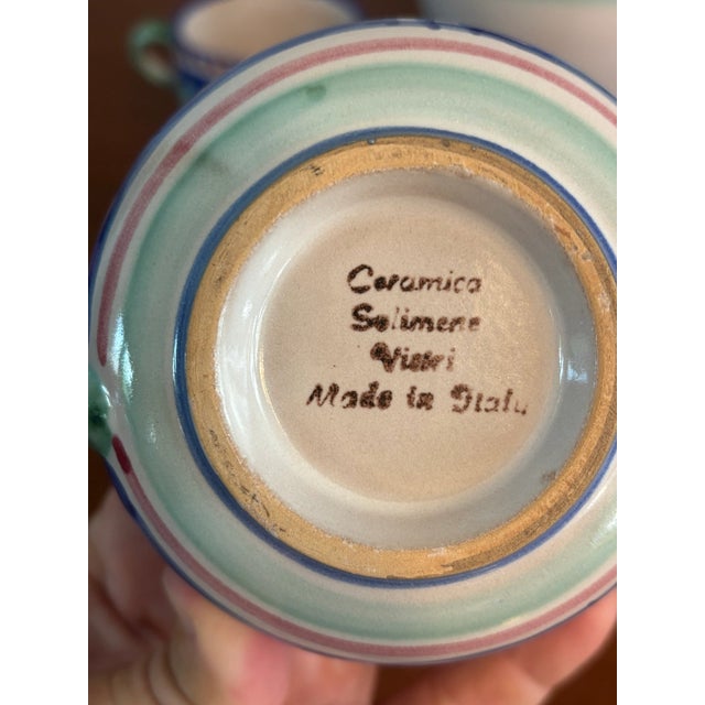 1980s Ceramica Solimene Vietri Blue Green Pitcher and Cup Serving Set For Sale In Miami - Image 6 of 6