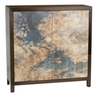 Mabel Solid Wood Accent Cabinet With Photo Print Doors on Mappa Burl Wood For Sale