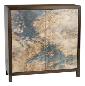 Mabel Solid Wood Accent Cabinet With Photo Print Doors on Mappa Burl Wood