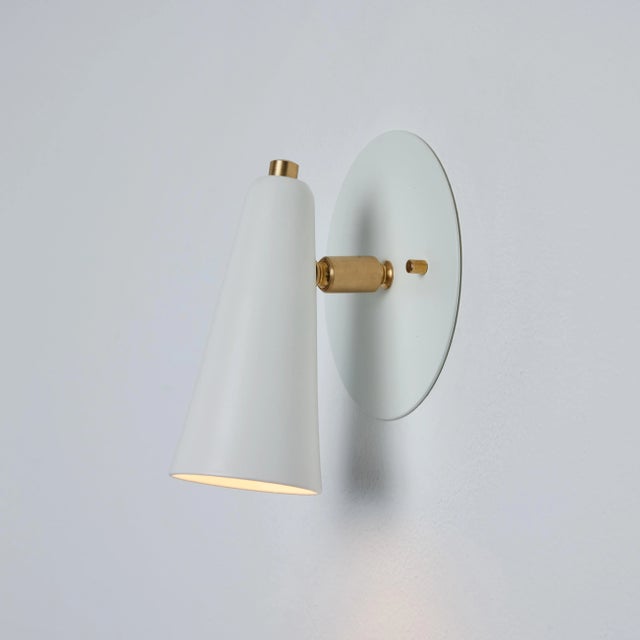 'Lupita' Sconces in White & Brass by Alvaro Benitez - a Pair For Sale - Image 10 of 13