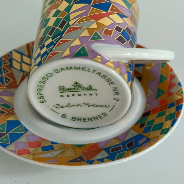 Postmodern No. 2 Espresso Collector's Cup and Saucer by Barbara Brenner for Rosenthal Studio-Linie, 1990s, Set of 2 For Sale - Image 3 of 4