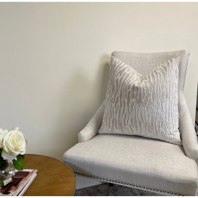 Alabaster Velvet Throw Pillow With Feather Down Insert For Sale In New York - Image 6 of 6