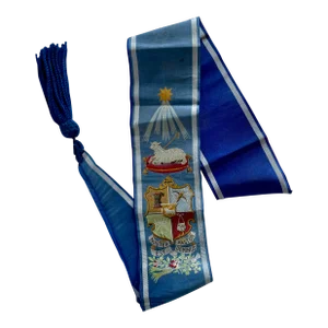Antique Blue Jacquard Woven Silk Decorative Sash