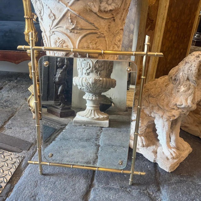 1960s Mid-Century Modern Bamboo-Shaped Brass Italian Wall Mirror For Sale - Image 9 of 15